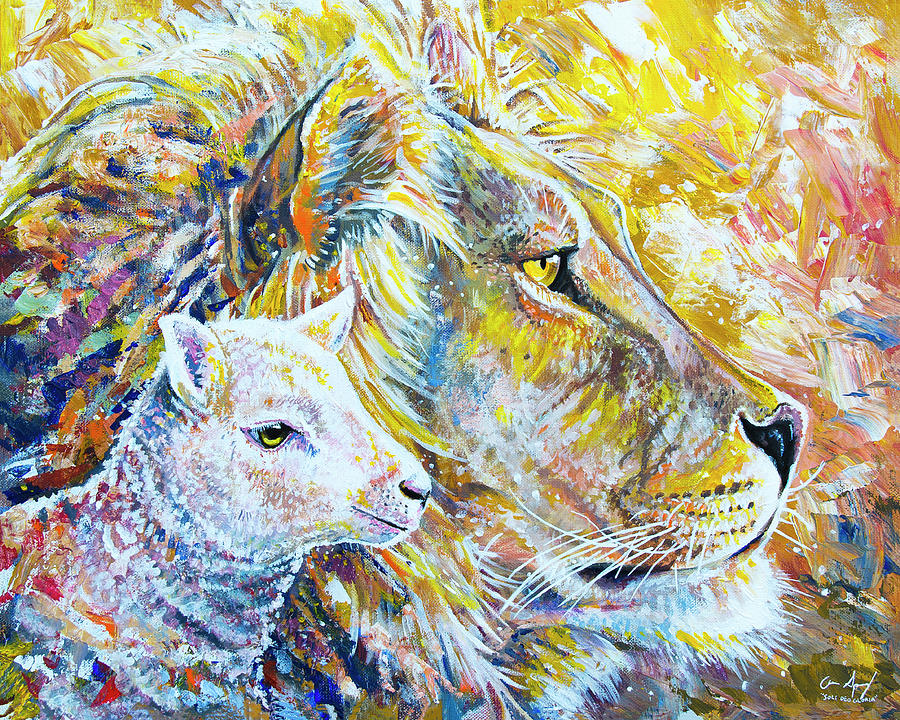 The Lion and the Lamb Painting by Aaron Spong