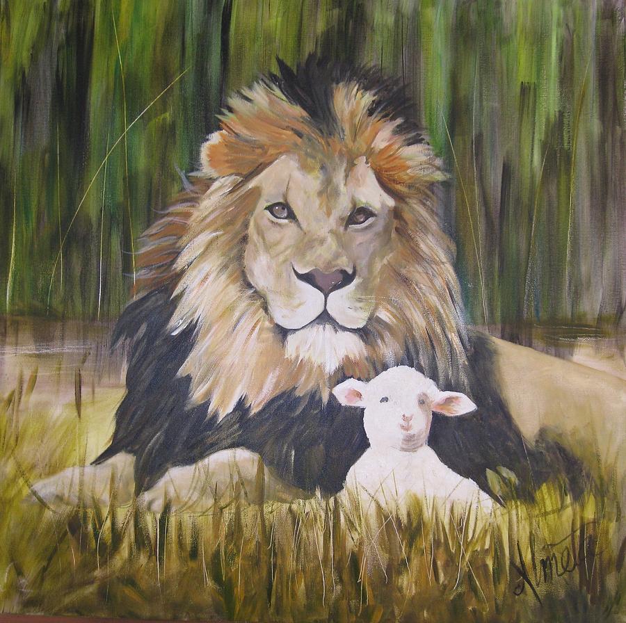 lion and lamb painting