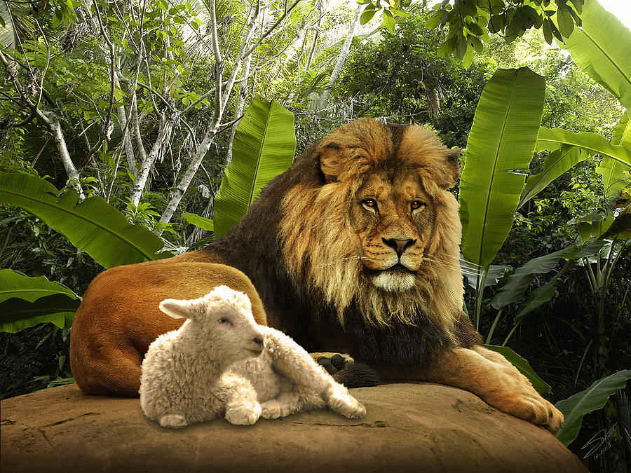 Paradise Digital Art - The Lion and the Lamb by Spadecaller