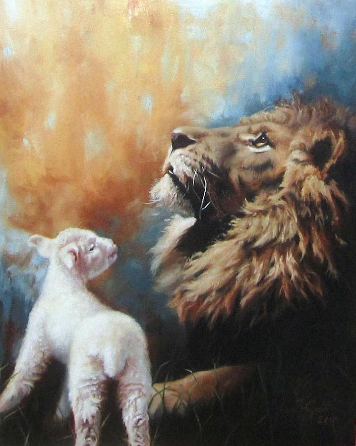 Lion And Lamb Painting