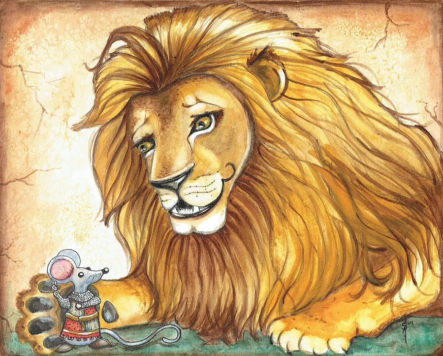 Mouse Painting - The Lion and the Mouse by Sheri Athwal