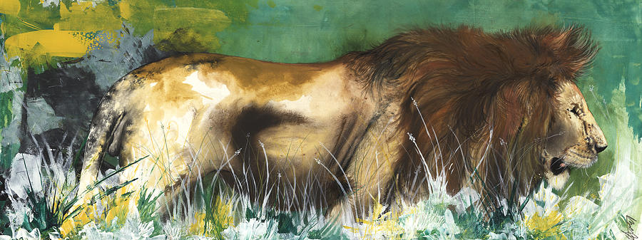 Abstract Painting - The Lion by Anthony Burks Sr