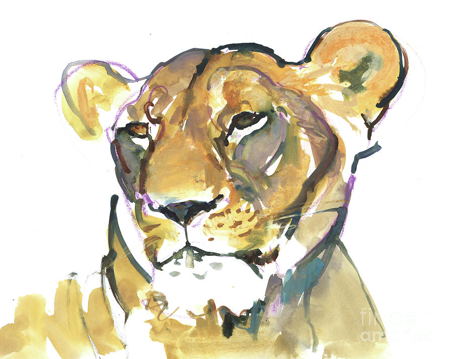 Cat Mixed Media - The Lioness by Mark Adlington