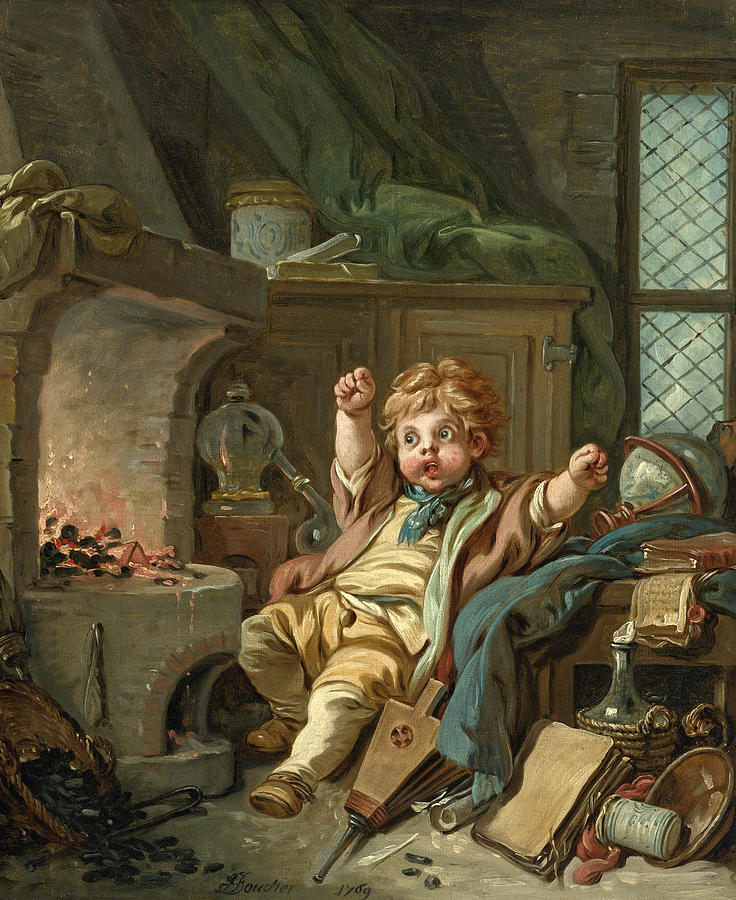 The Little Alchemist or an Allegory of Chemistry Painting by Francois Boucher