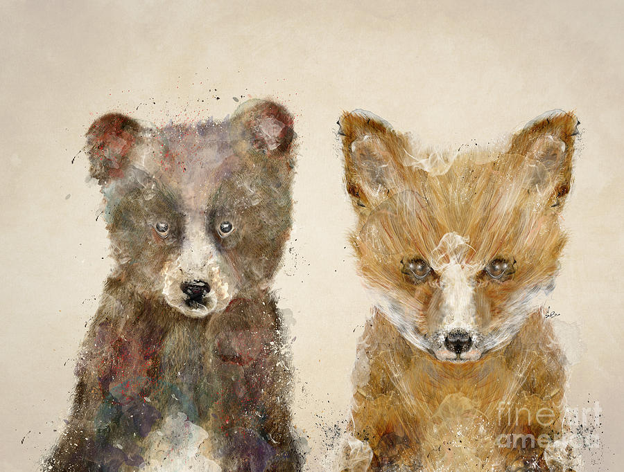 Bear Painting - The Little Bear And Little Fox by Bri Buckley