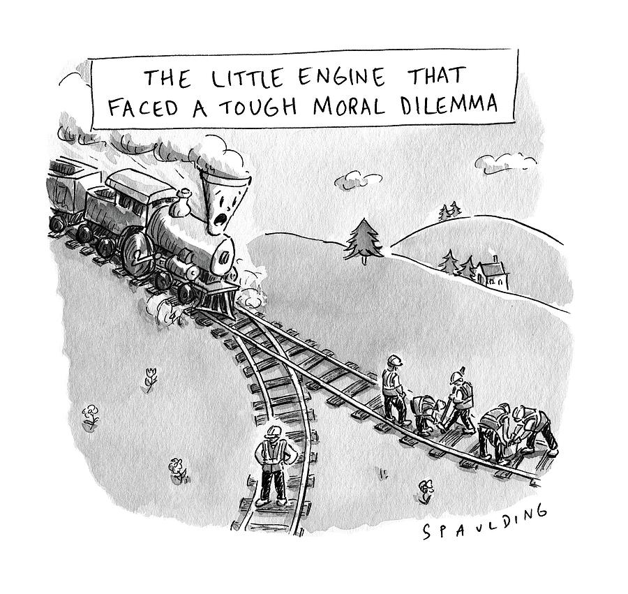  The Little Engine That Faced A Tough Moral Dilemma Drawing by Trevor Spaulding