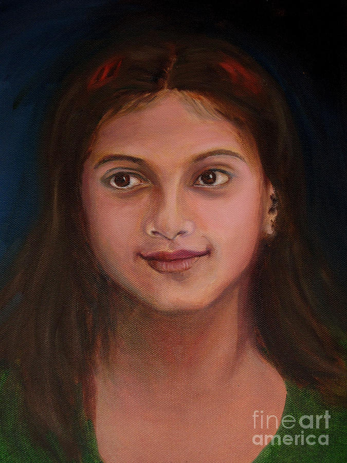 The little neighbour Painting by Asha Sudhaker Shenoy
