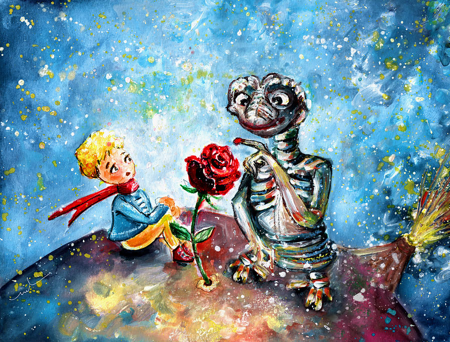 The Little Prince And E.T. Painting by Miki De Goodaboom