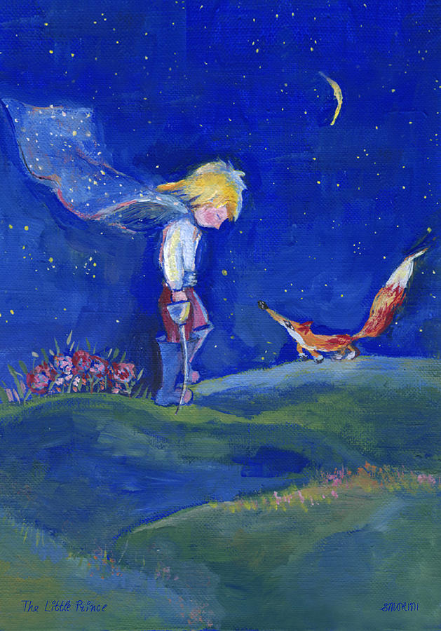 Le Petit Prince Little Boy With Fox On Metal Painting