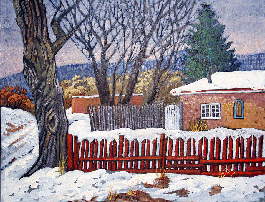 The Little Red Fence Painting by Donna Clair