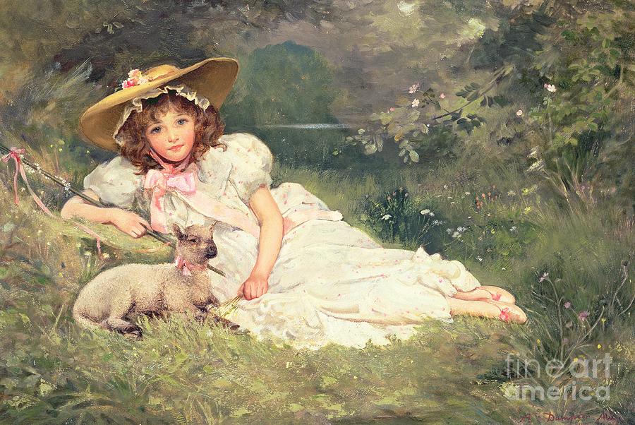 Tree Painting - The Little Shepherdess by Arthur Dampier May