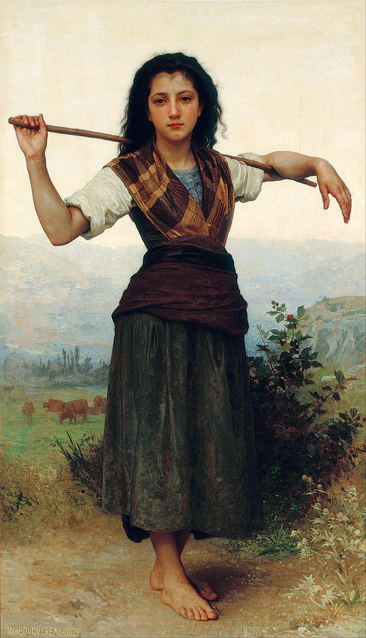 William Adolphe Bouguereau Painting - The Little Shepherdess by William-Adolphe Bouguereau