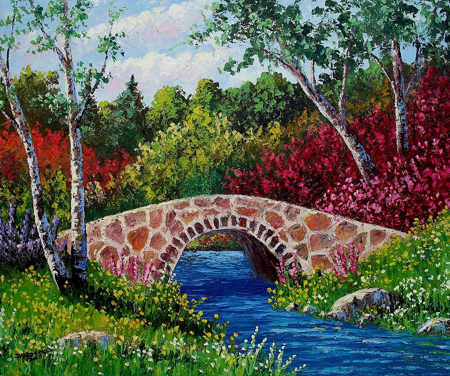Tree Painting - The Little Stone Bridge by David G Paul