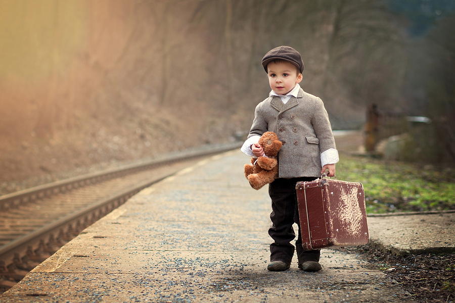 Portrait Photograph - The Little Traveler by Tatyana Tomsickova