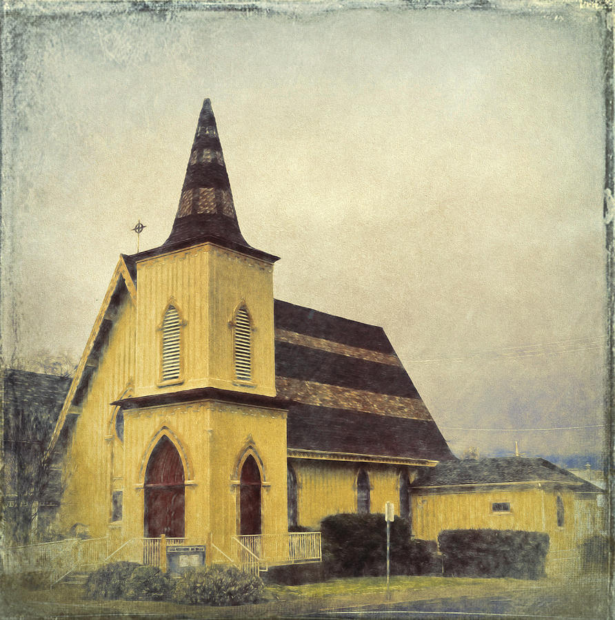 The Little Yellow Church Digital Art by Cathy Anderson