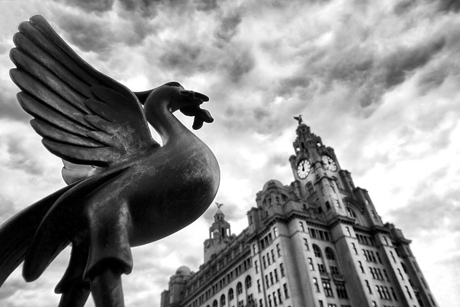 Black And White Photograph - The Liver Birds by Craig Bascombe