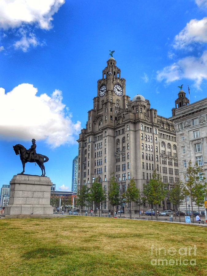 The Liver Buildings with Horseman Photograph by Joan-Violet Stretch