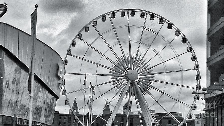 The Liverpool Wheel In Black And White Photograph