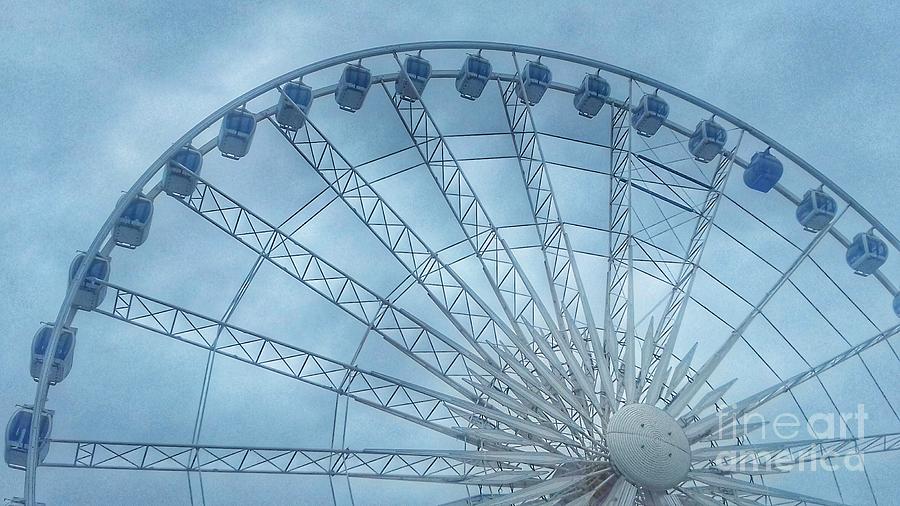 The Liverpool Wheel in Blues 2 Photograph by Joan-Violet Stretch