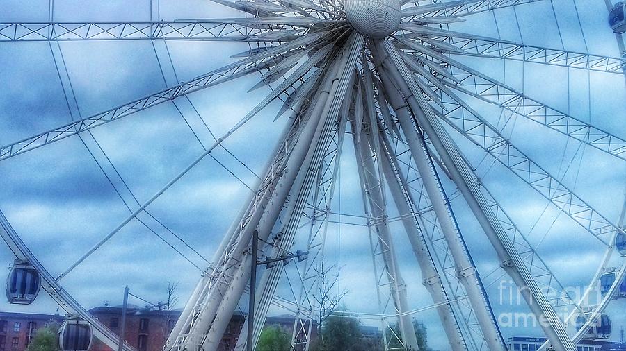 The Liverpool Wheel in Blues 3 Photograph by Joan-Violet Stretch