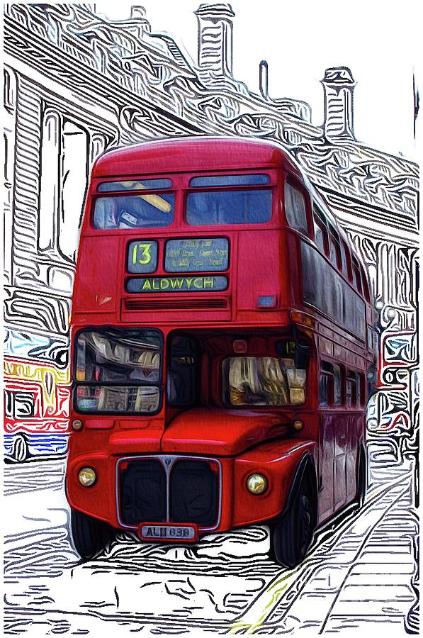 London Bus ville rétro rouge encadré Art Imprimé Photo Portrait Artwork