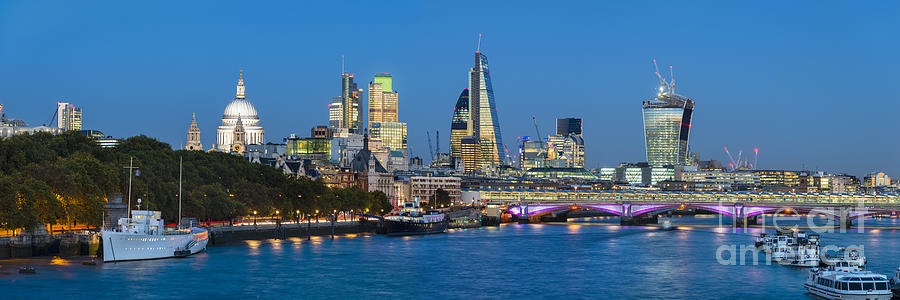 London Photograph - The London City Skyline from the river Thames by Justin Foulkes