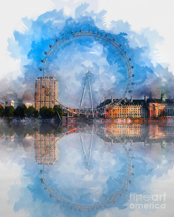 The London Eye Mixed Media by Ian Mitchell