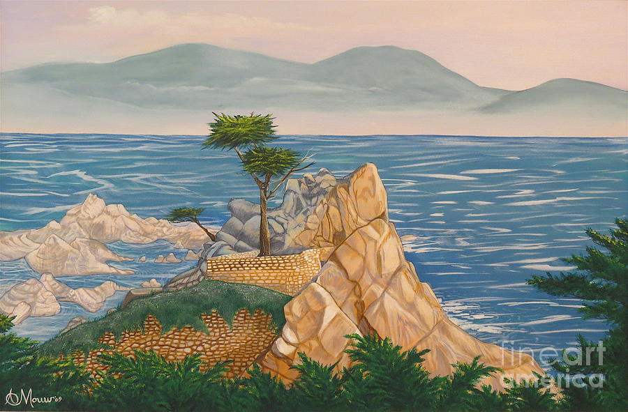 Nature Painting - The Lone Cypress Tree by Aimee Mouw