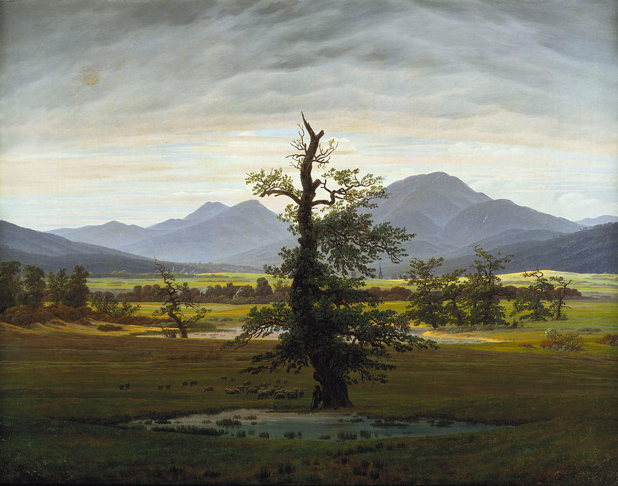 The Lone Tree Painting by Caspar David Friedrich
