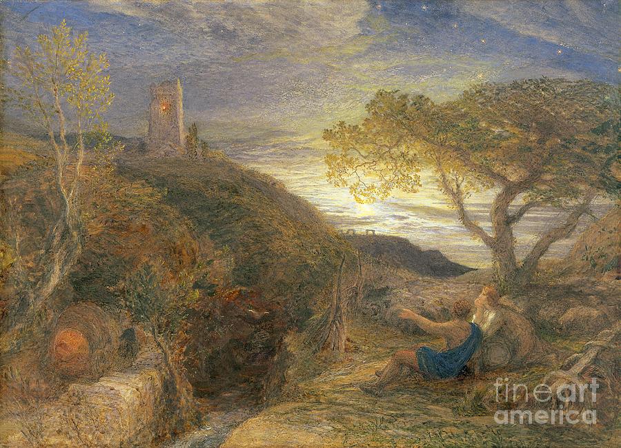 London Painting - The Lonely Tower by Samuel Palmer