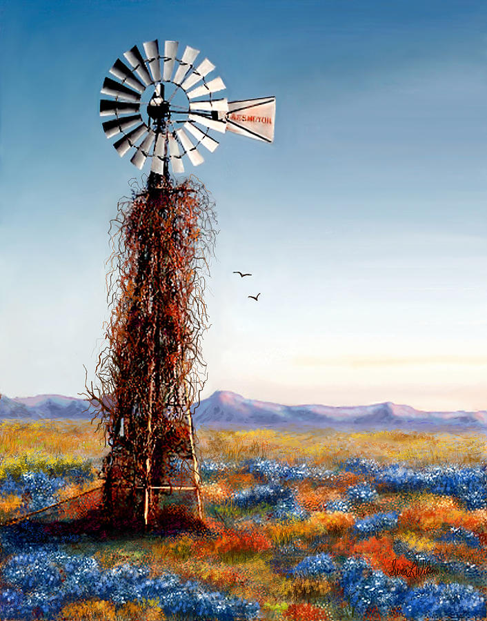 The Lonely Windmill Painting by Sena Wilson