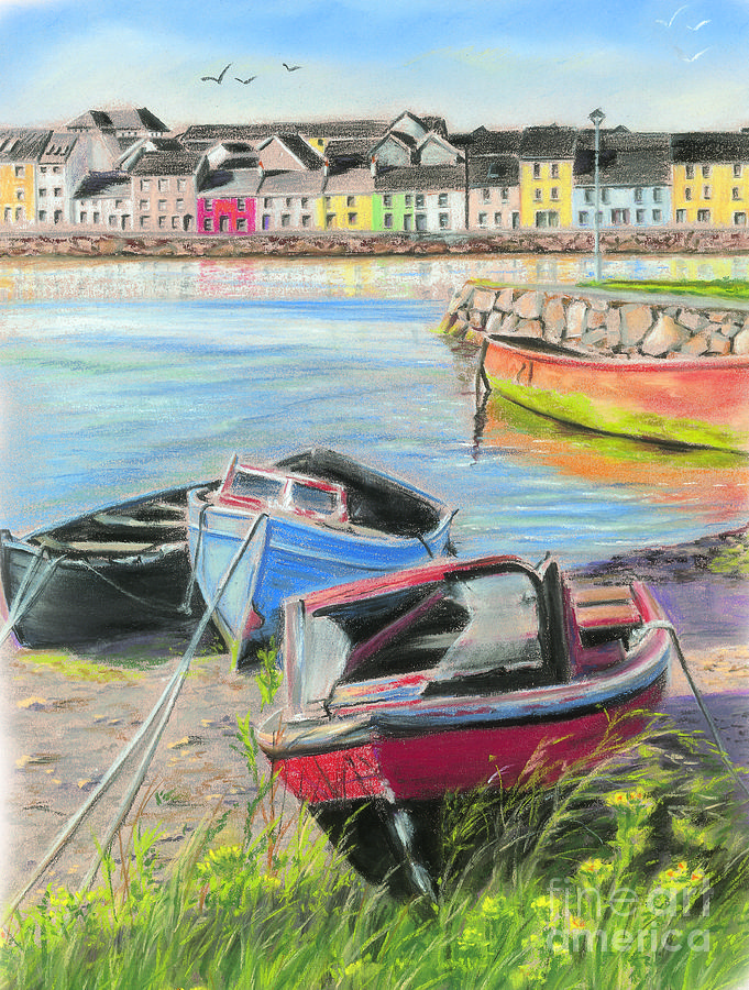 Galway Painting - The Long Walk Galway as viewed from the Claddagh by Vanda Luddy