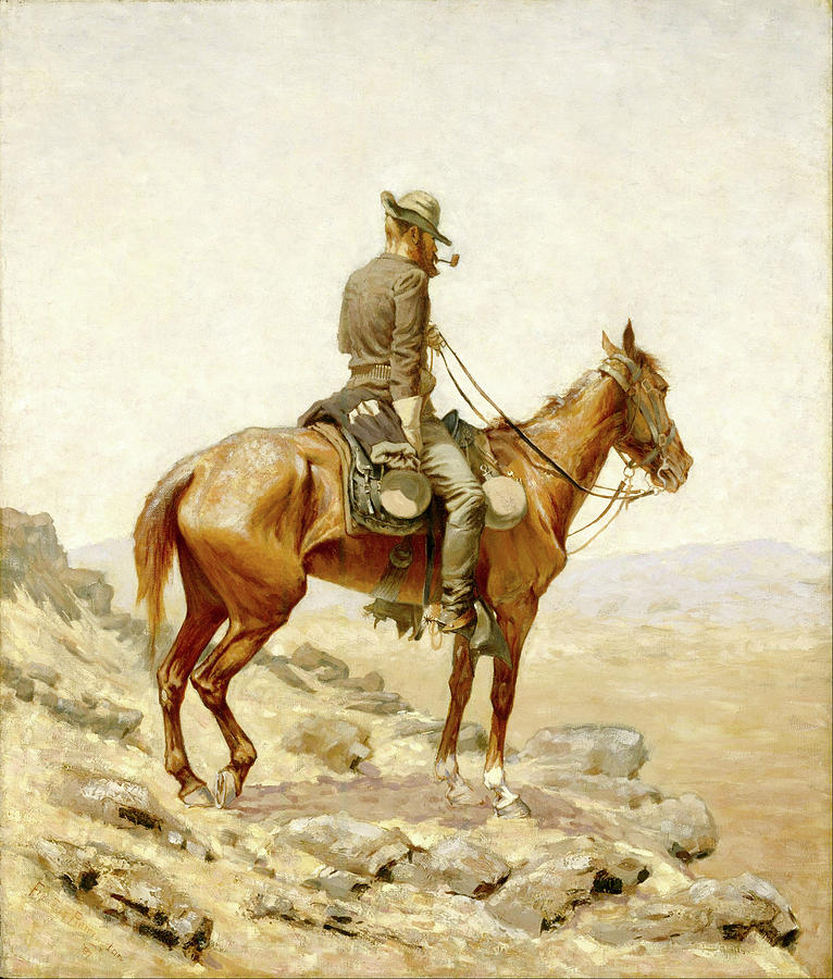 Horse Painting - The Lookout by Frederic Sackrider Remington