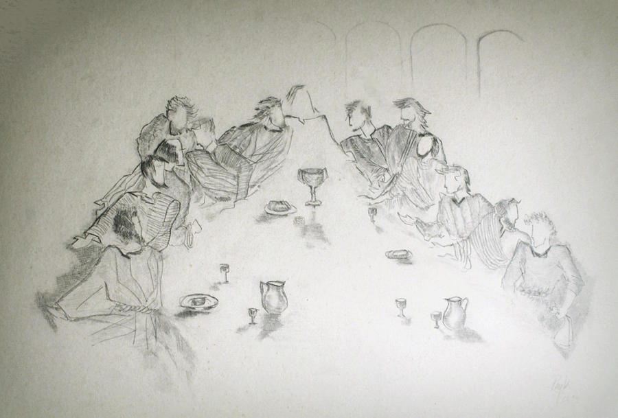 Jesus Christ Drawing - The Last Supper by Rayla Noel
