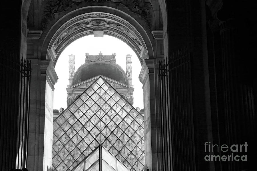 The Louvre Abstract Archway Paris France Black White  Photograph by Chuck Kuhn