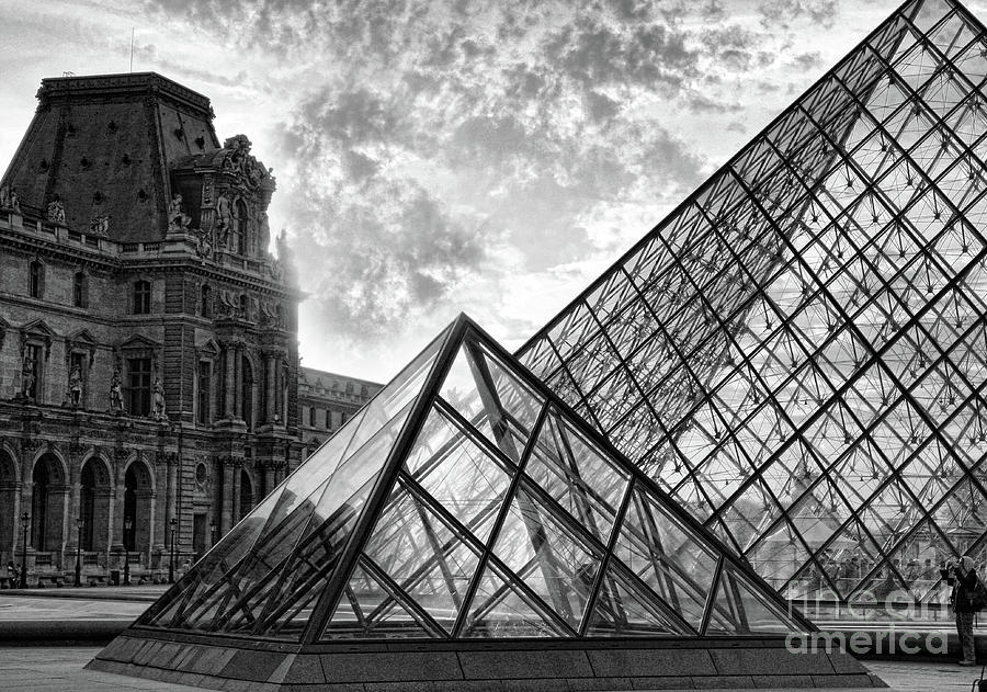 The Louvre Black White  Photograph by Chuck Kuhn