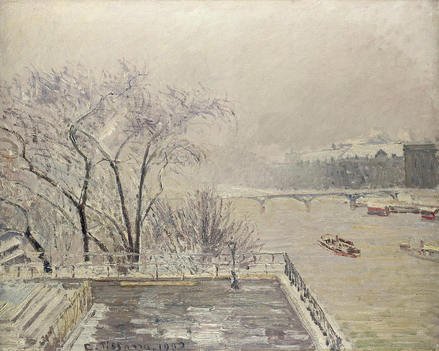 Camille Pissarro Painting - The Louvre under Snow by Camille Pissarro