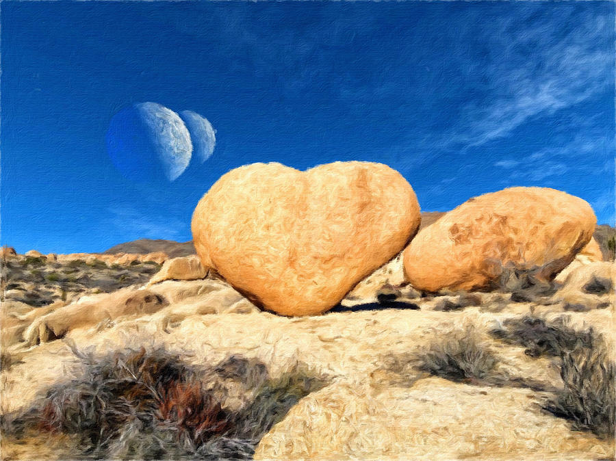 Moons make my Heart Rock Mixed Media by Snake Jagger