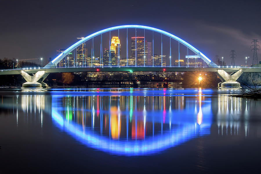 The Lowry Bridge and Minneapolis at night Photograph by Jay Smith