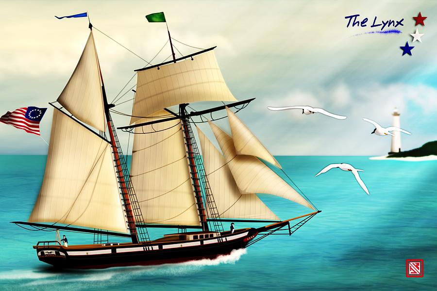 Boat Digital Art - The Lynx tall ship by John Wills