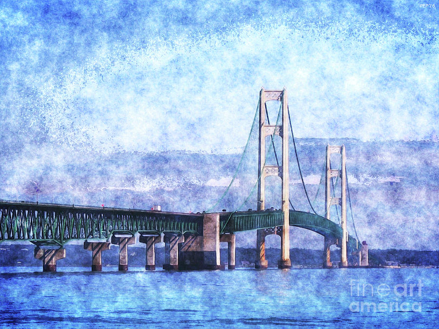 Mackinac Bridge Digital Art - The Mackinac Bridge by Phil Perkins Mackinac Bridge Digital Art - The Mackinac Bridge by Phil Perkins