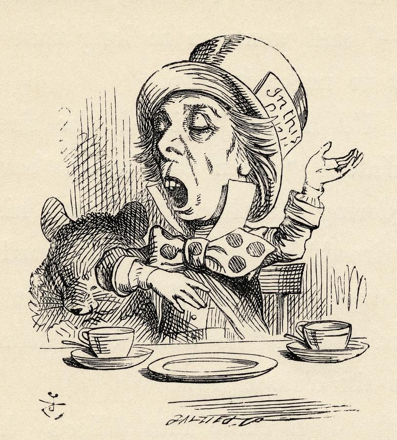 The Mad Hatter Reciting His Nonsense Drawing by Vintage Design Pics ...