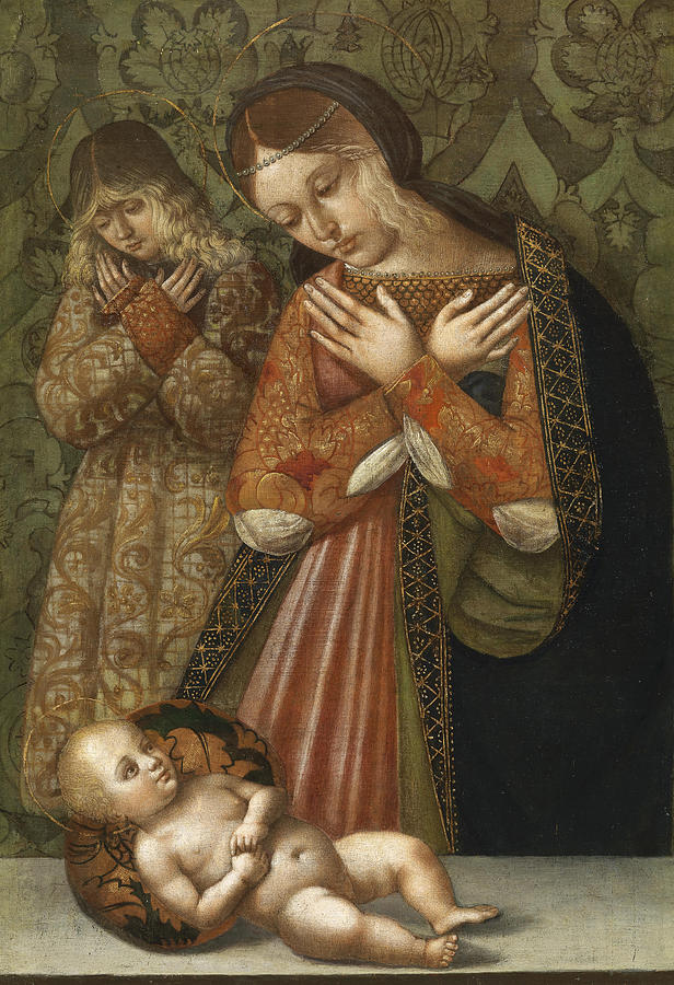 The Madonna and an Angel Adoring the Child Painting by Bernardino Zaganelli
