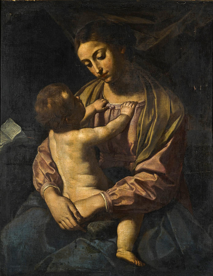 The Madonna And Child Painting - The Madonna and Child by Studio of Simone Cantarini