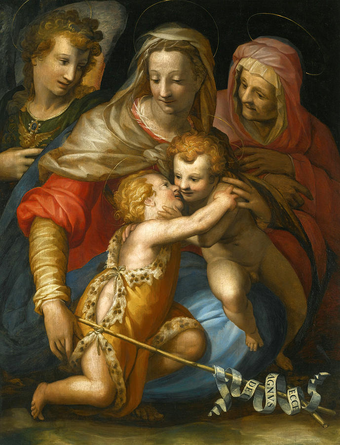The Madonna and Child with Saint Anne the Infant John the Baptist and the Archangel Michael Painting by Francesco Morandini