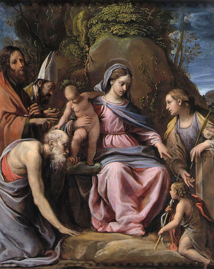 The Madonna and Child with Saints  Painting by Alessandro Tiarini