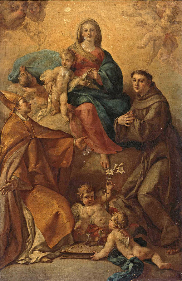 The Madonna and Child with Saints Anthony of Padua and Januarius Painting by Fedele Fischetti