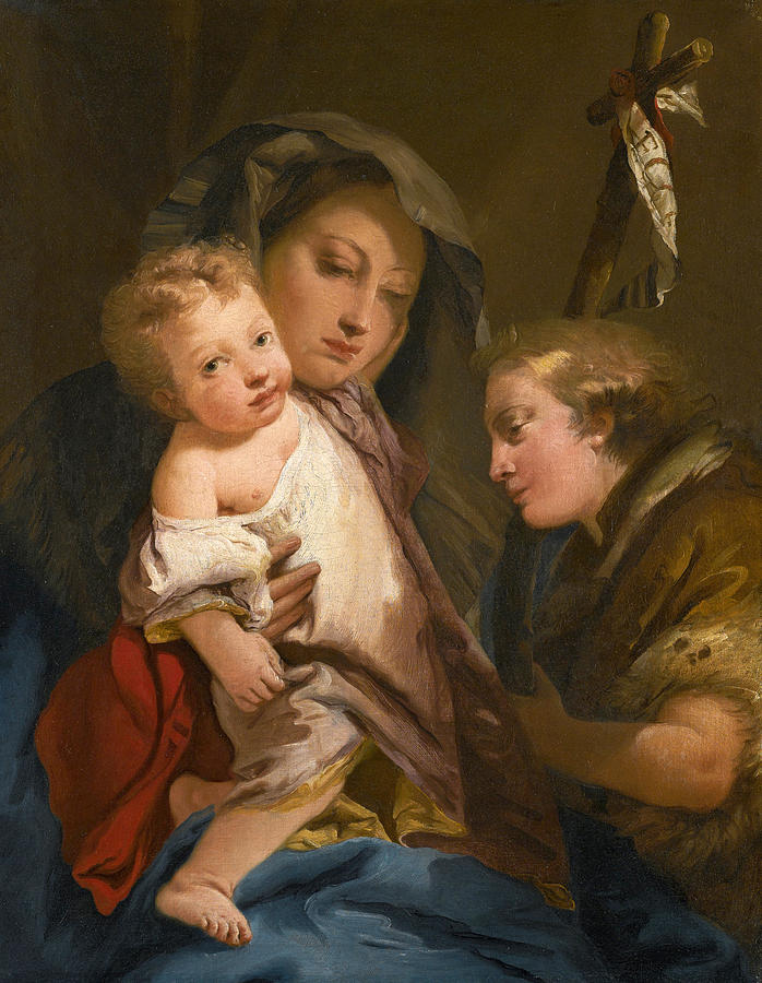The Madonna and Child with the infant St John the Baptist Painting by Giovanni Domenico Tiepolo