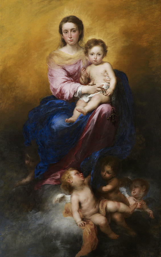 The Madonna of the Rosary Painting by Bartolome Esteban Murillo