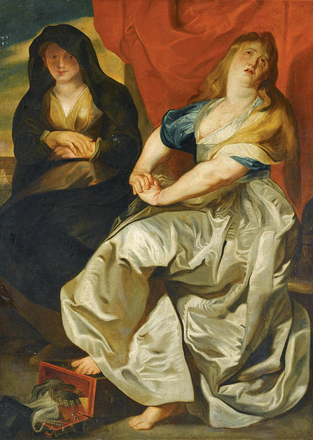 The Magdalene repenting of her Wordly Vanities Painting by Follower of Peter Paul Rubens
